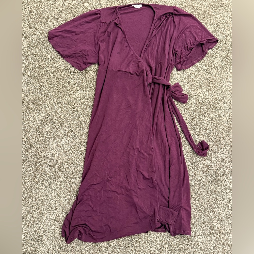 Wrap-Style Women’s Maternity Dress in Deep Plum